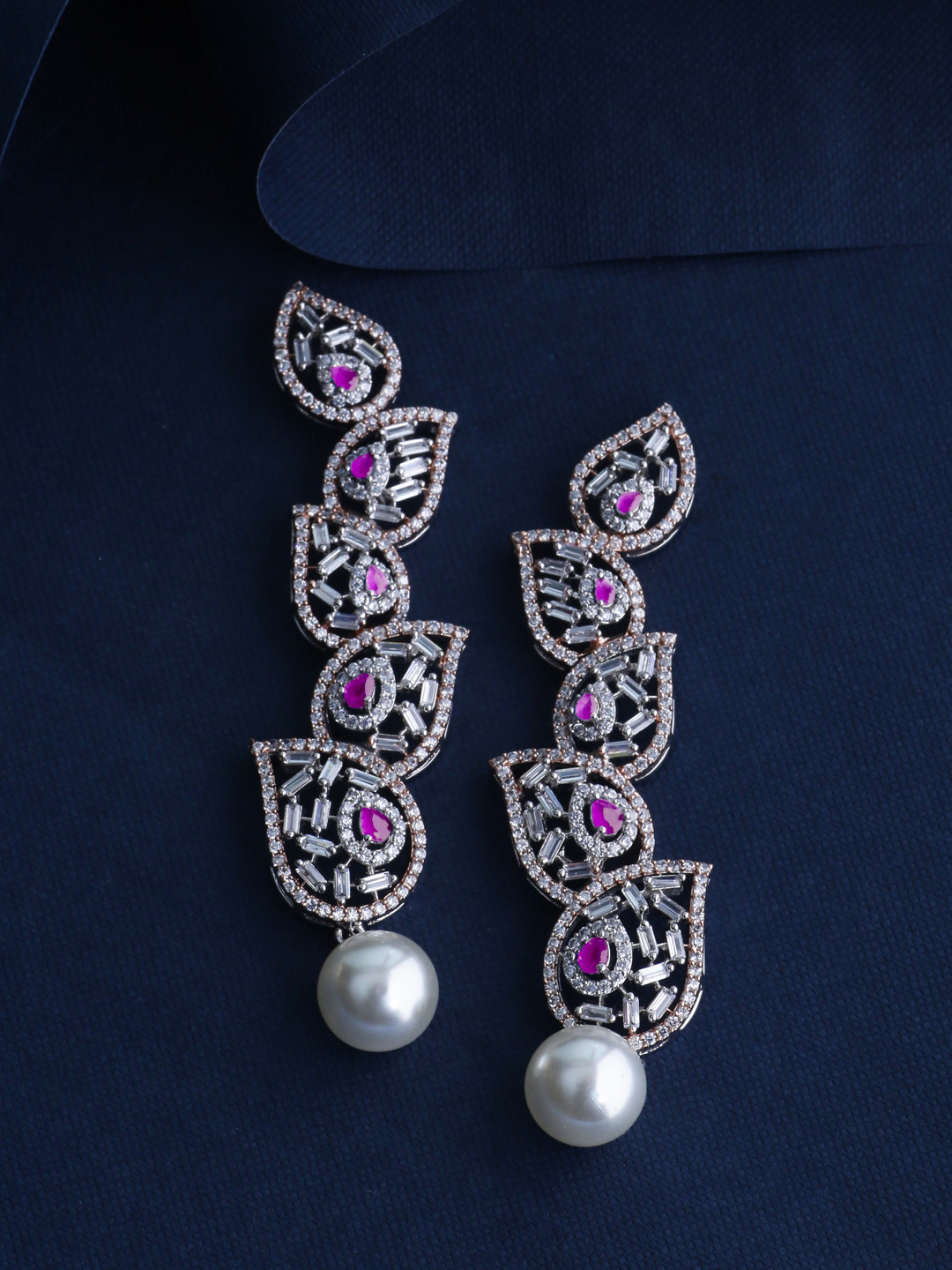 

Tistabene White & Gold-Plated Contemporary Drop Earrings