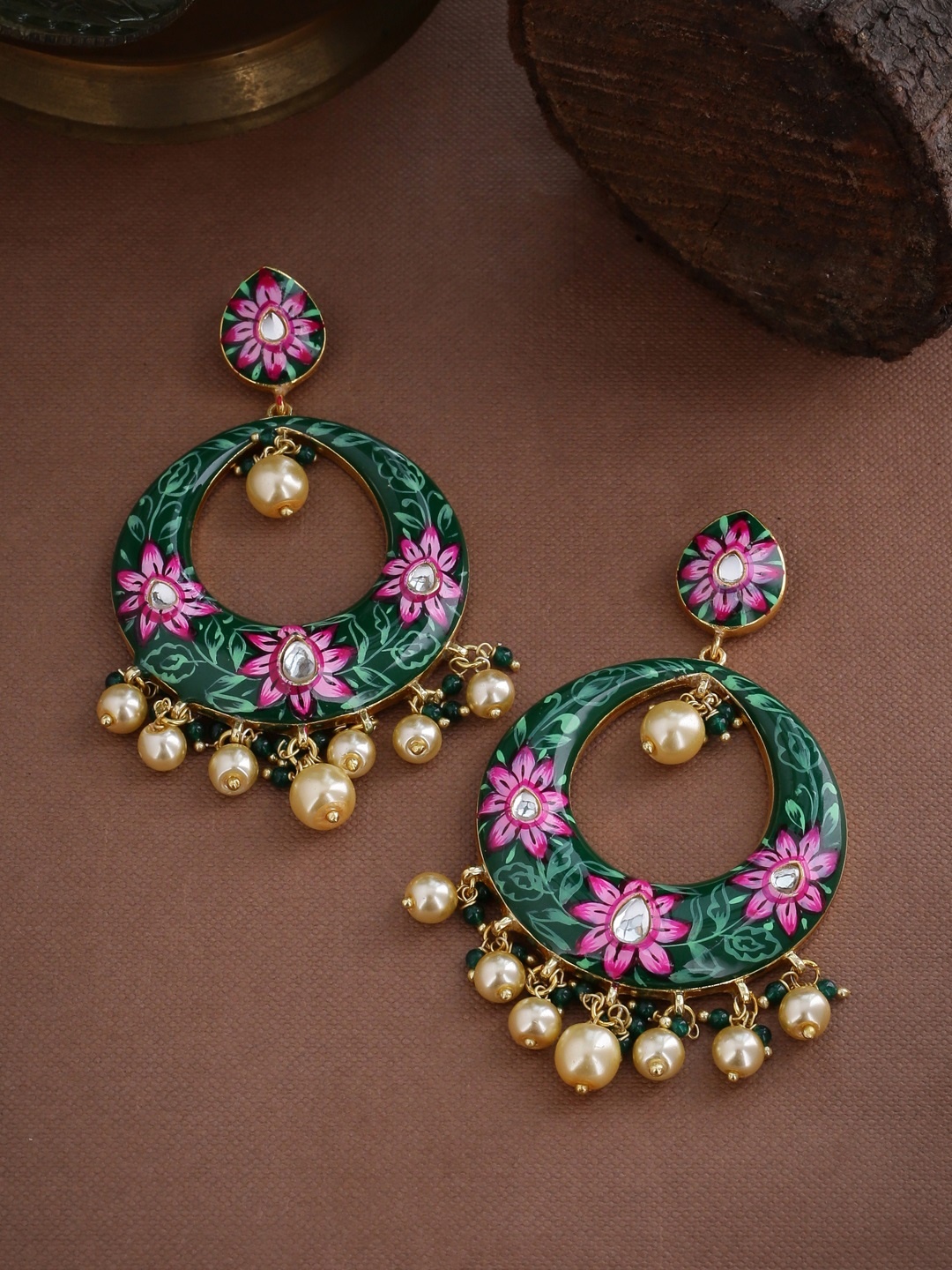 

Tistabene Green & Pink Chandbalis