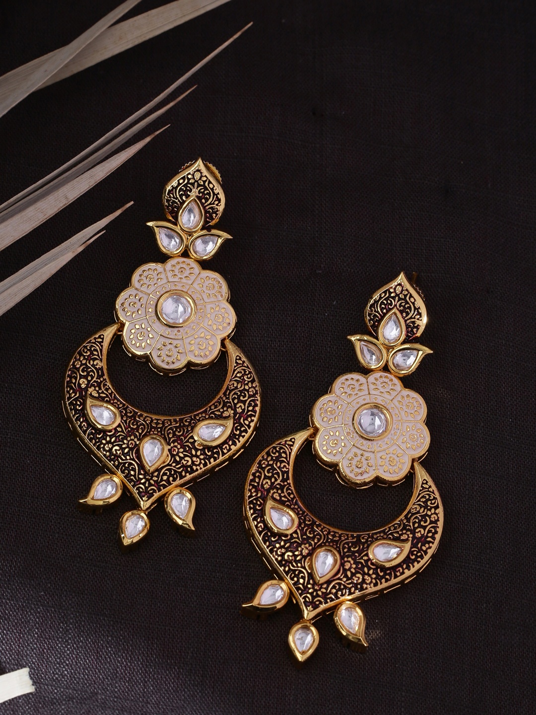 

Tistabene Gold-Plated Enamelled Floral Drop Earrings