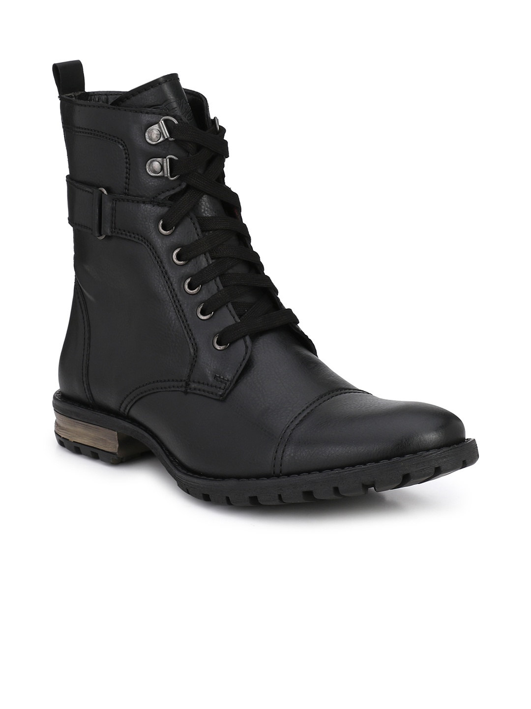 

Delize Men Black Solid Lightweight High-Top Flat Boots