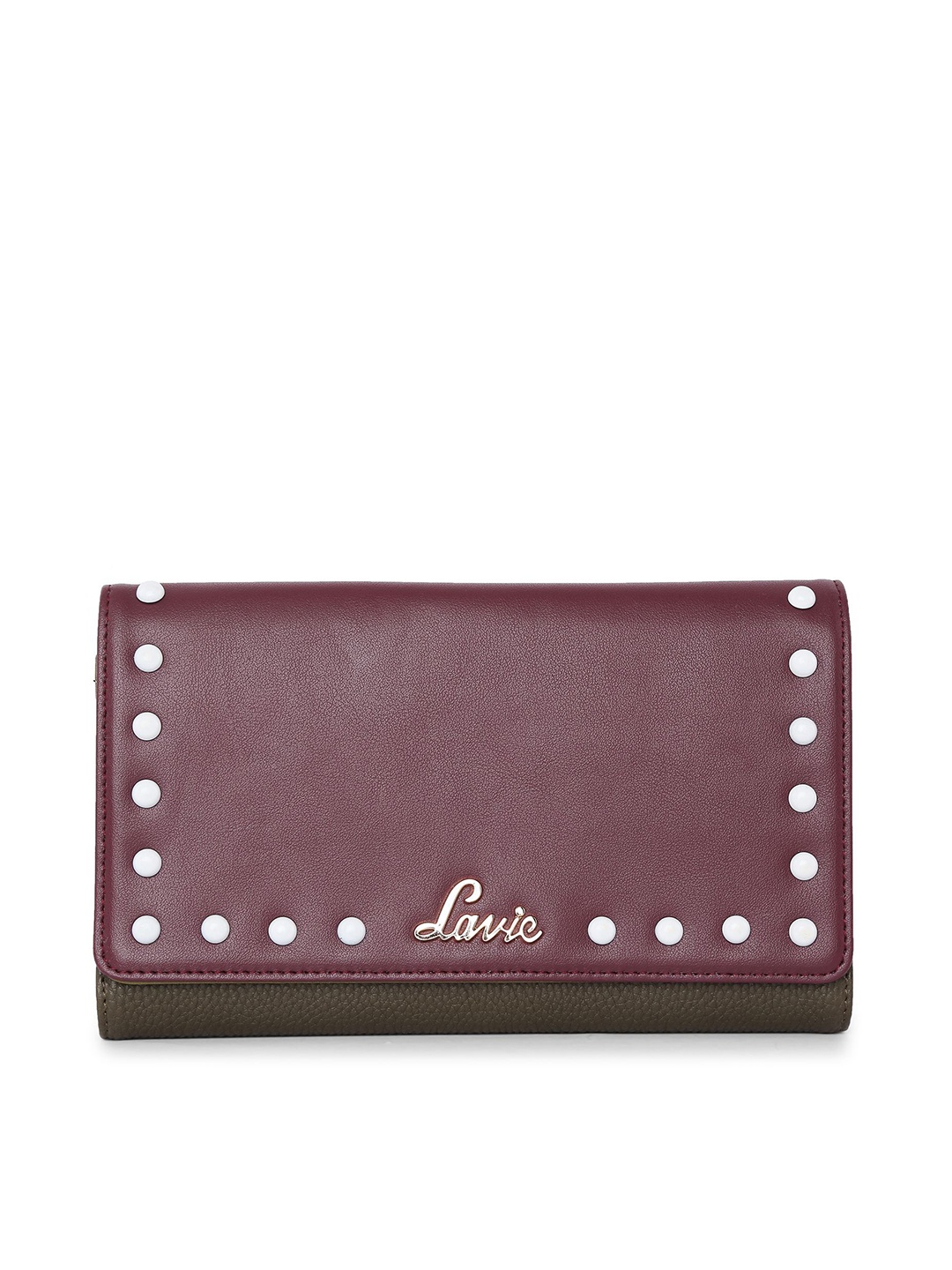 

Lavie Astrid Women Green & Burgundy Colourblocked Three Fold Wallet
