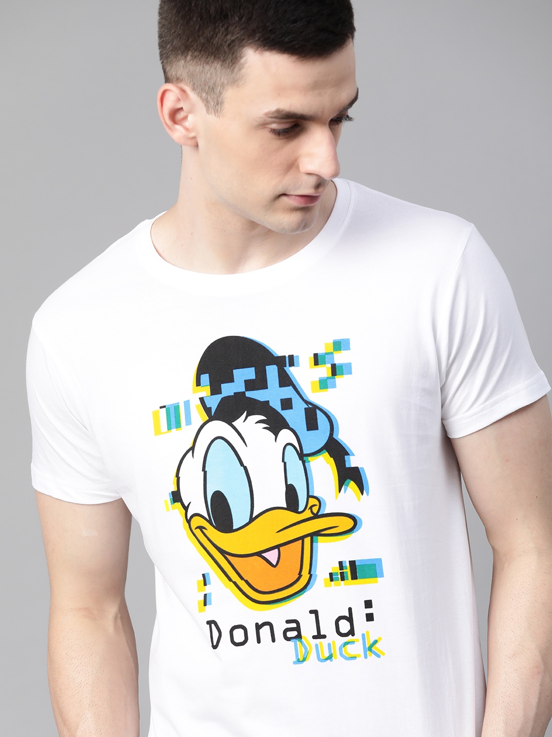 

Kook N Keech Disney Men White Blue Donal Duck Printed Round Neck Pure Cotton T-shirt
