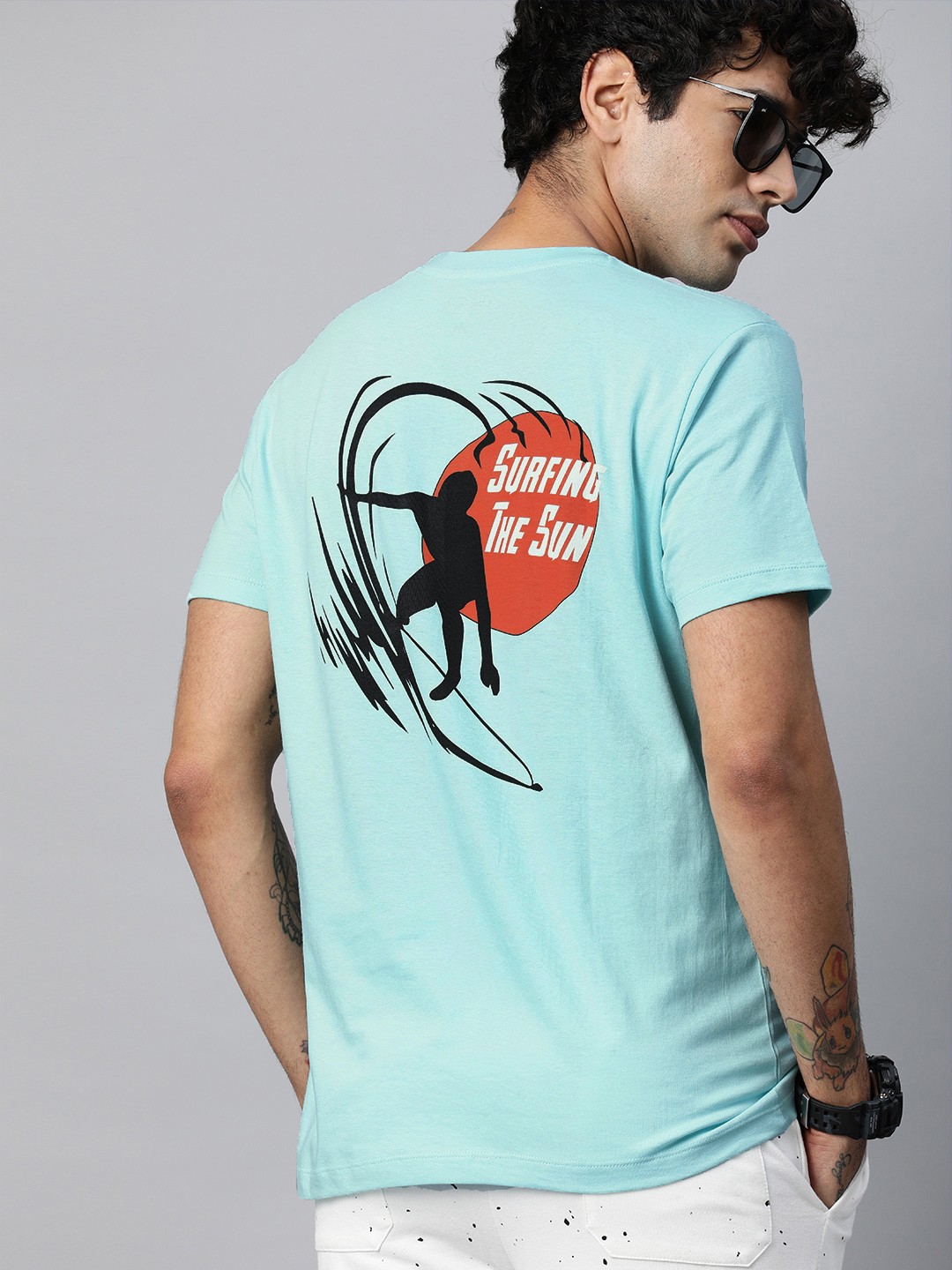

Kook N Keech Men Turquoise Blue Printed Round Neck T-shirt