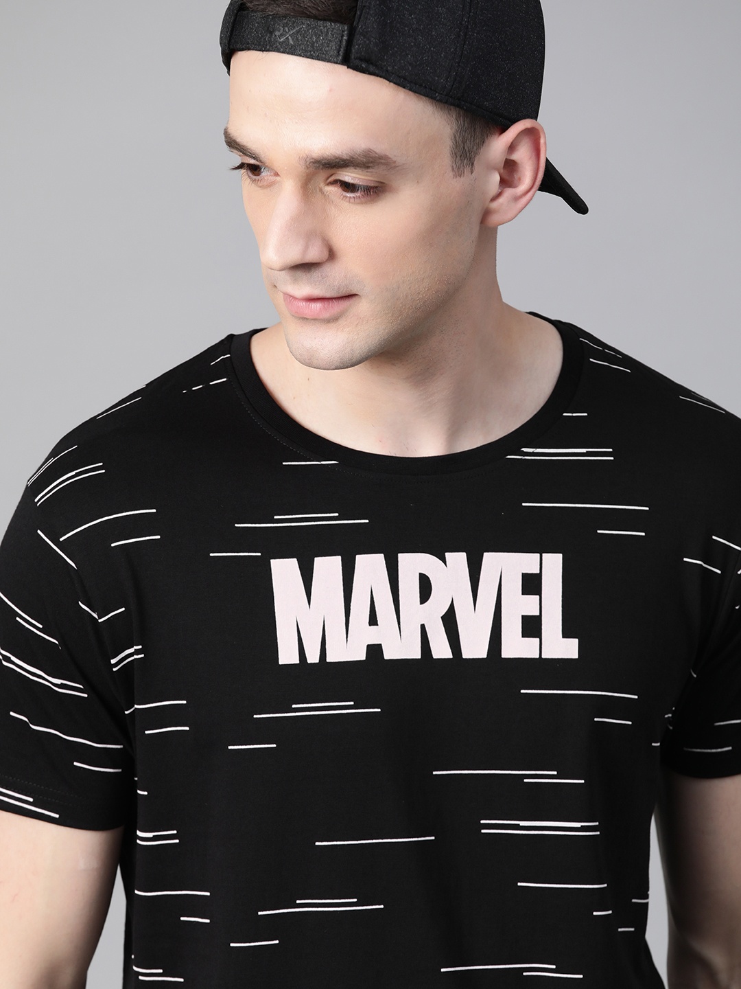 

Kook N Keech Marvel Men Black & White Marvel Print Round Neck T-shirt
