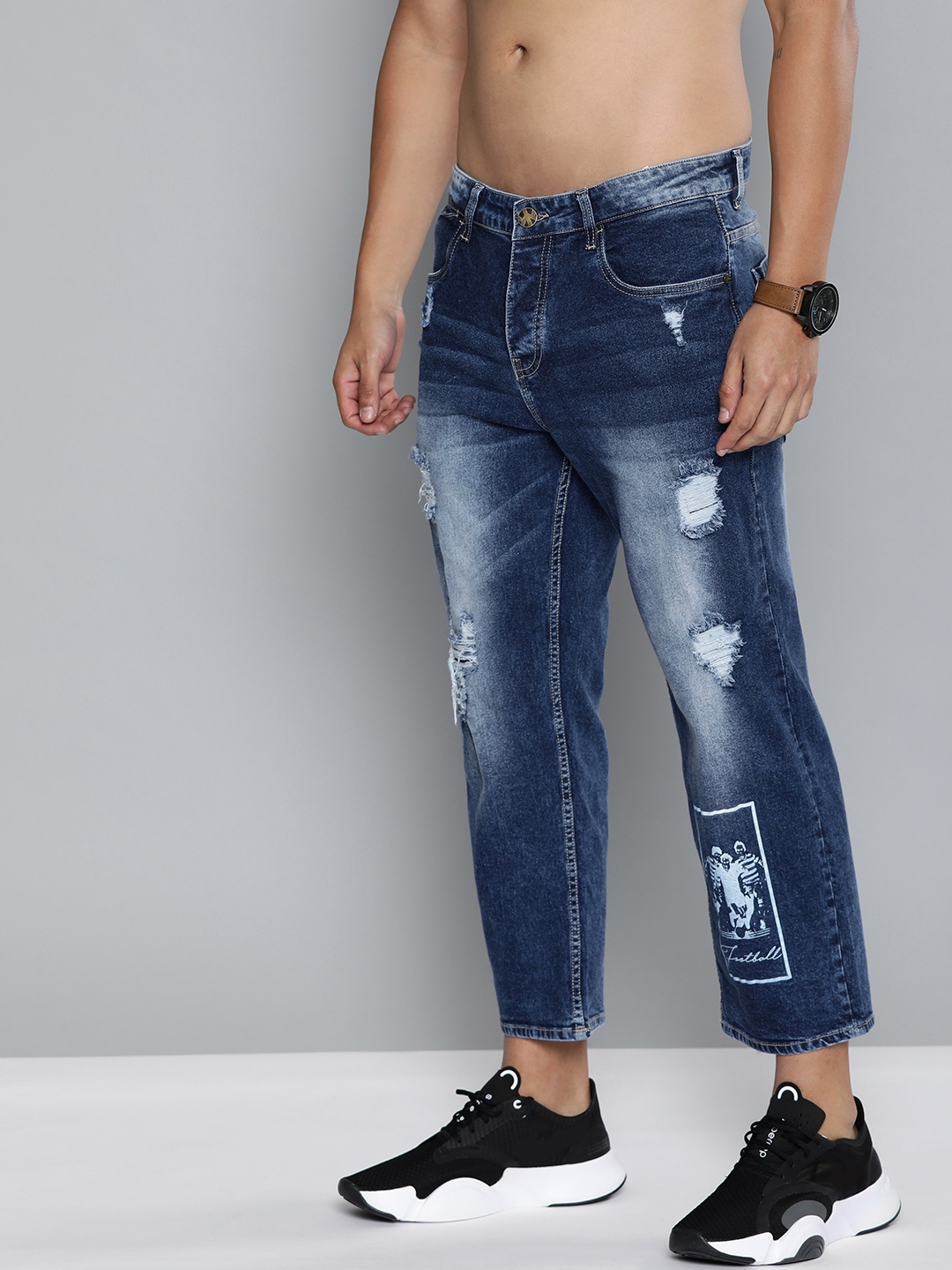 

Kook N Keech Men Blue Regular Fit Mid-Rise Mildly Distressed Stretchable Cropped Jeans