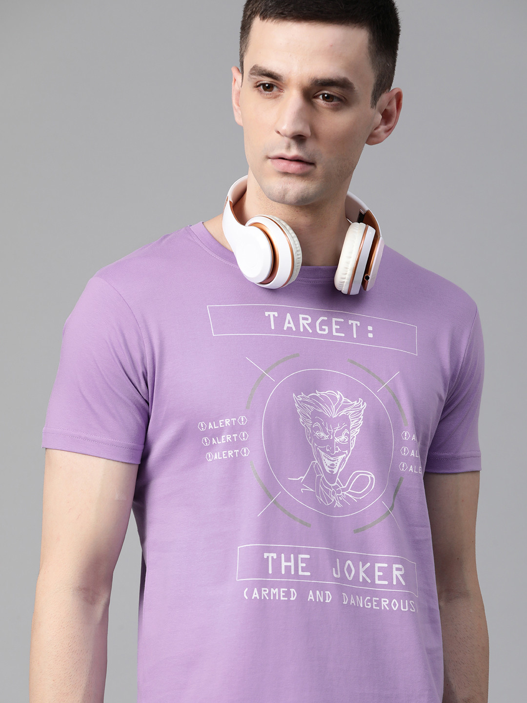 

Kook N Keech Marvel Men Lavender Joker Print Round Neck T-shirt