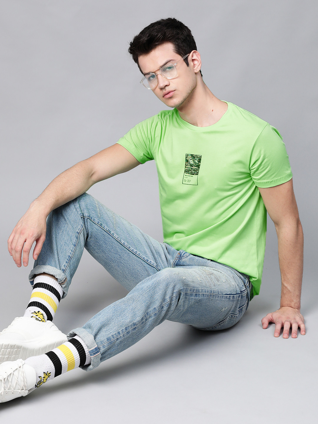 

Kook N Keech Men Lime Green Printed Round Neck T-shirt