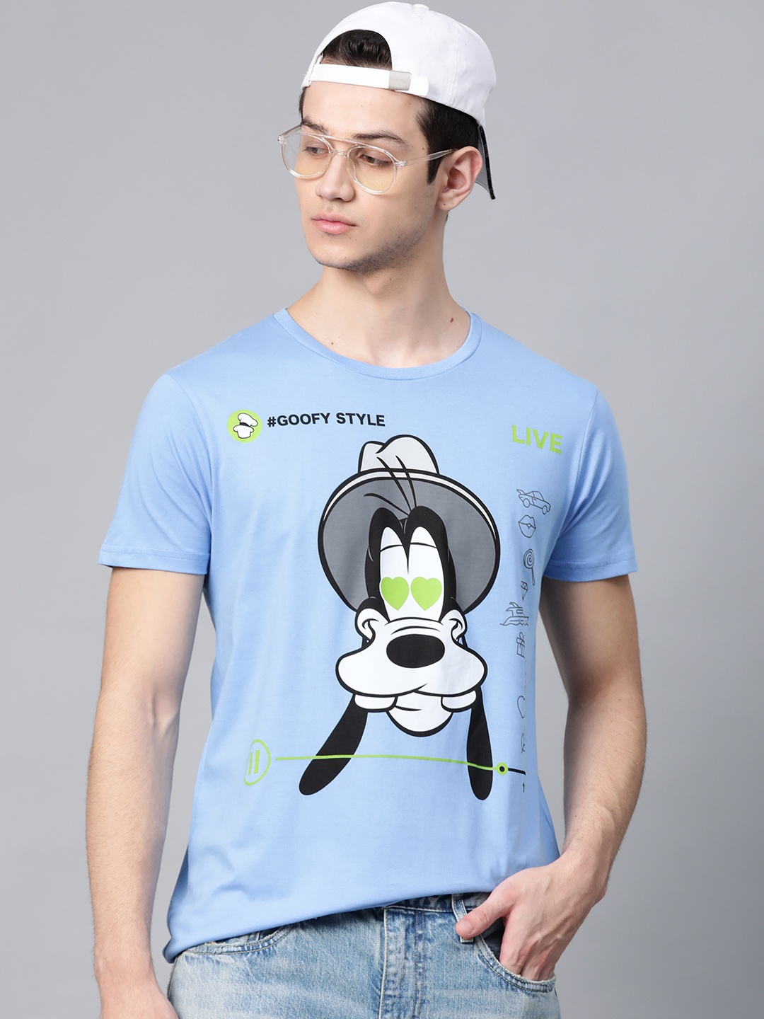 

Kook N Keech Disney Men Blue Goofy Print Round Neck Pure Cotton T-shirt