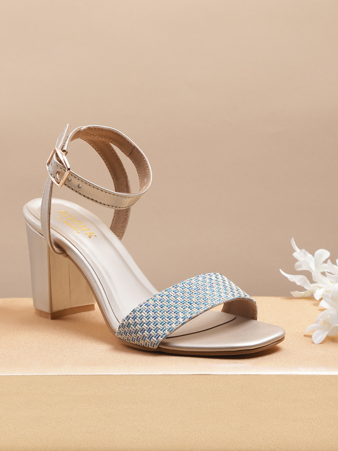 

Anouk Women Blue & Beige Woven Design Heels