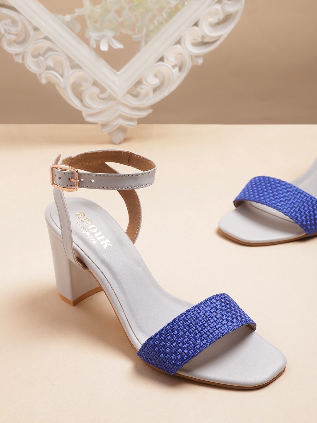

Anouk Women Blue & Grey Woven Design Sandals
