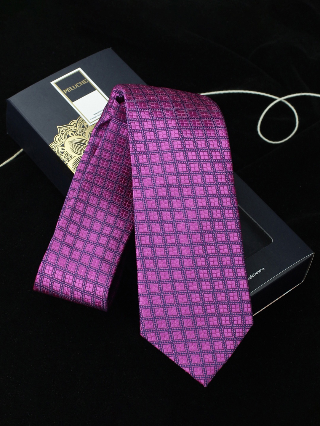 

PELUCHE Pink Checked Broad Tie