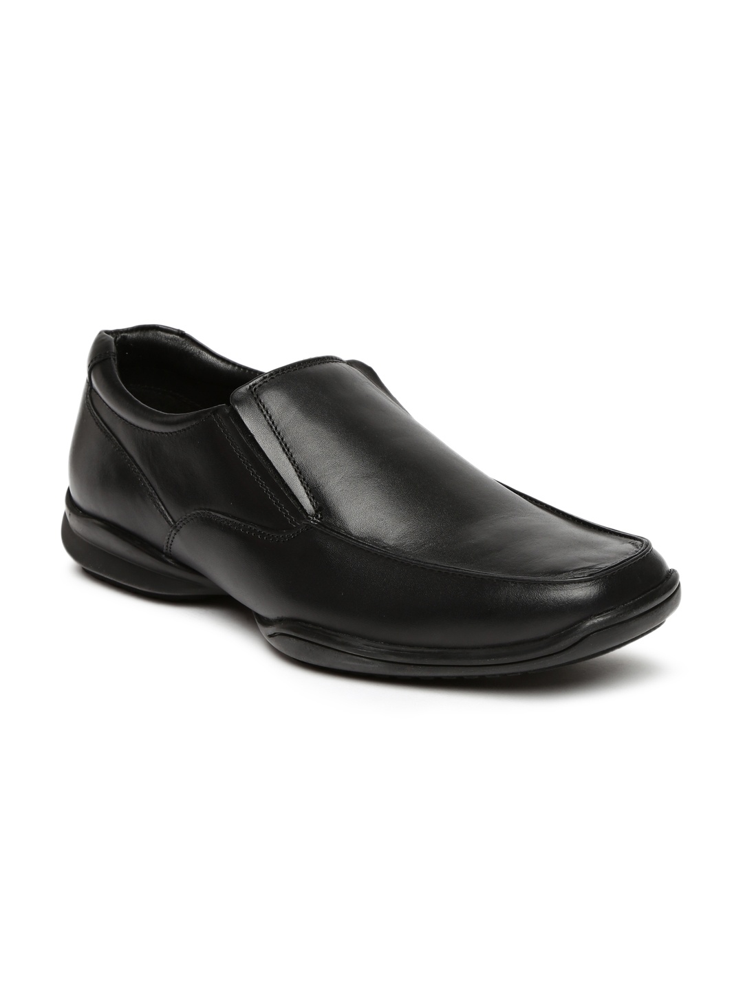 

Hush Puppies Men Black Square-Toed Formal Slip-Ons