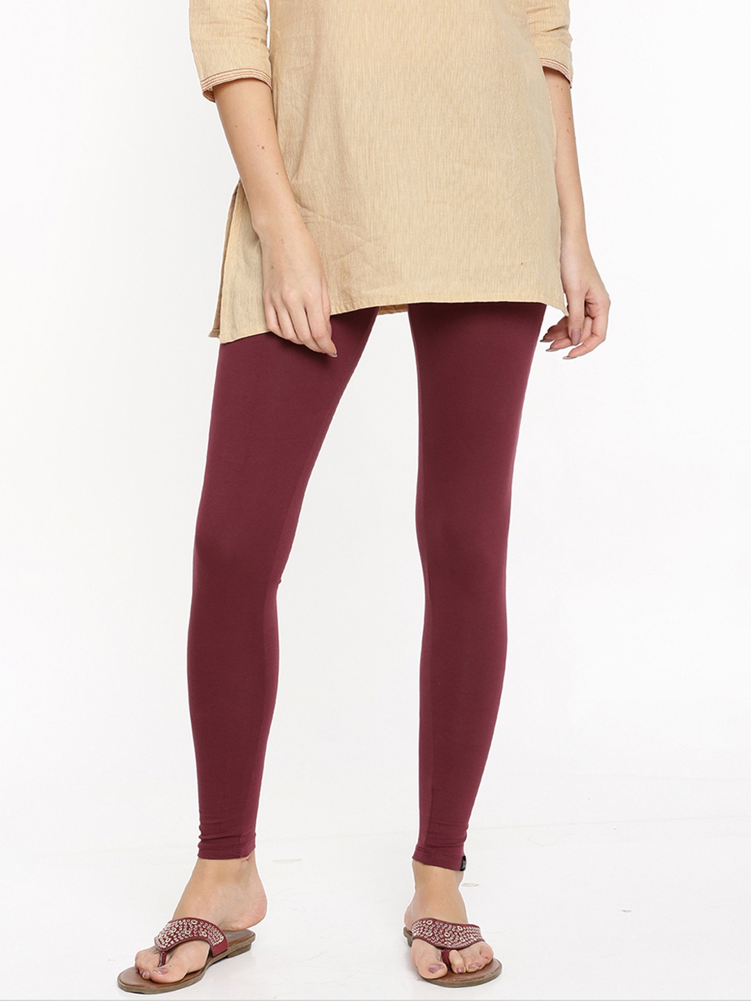 

TWIN BIRDS Women Maroon Solid Ankle-Length Leggings