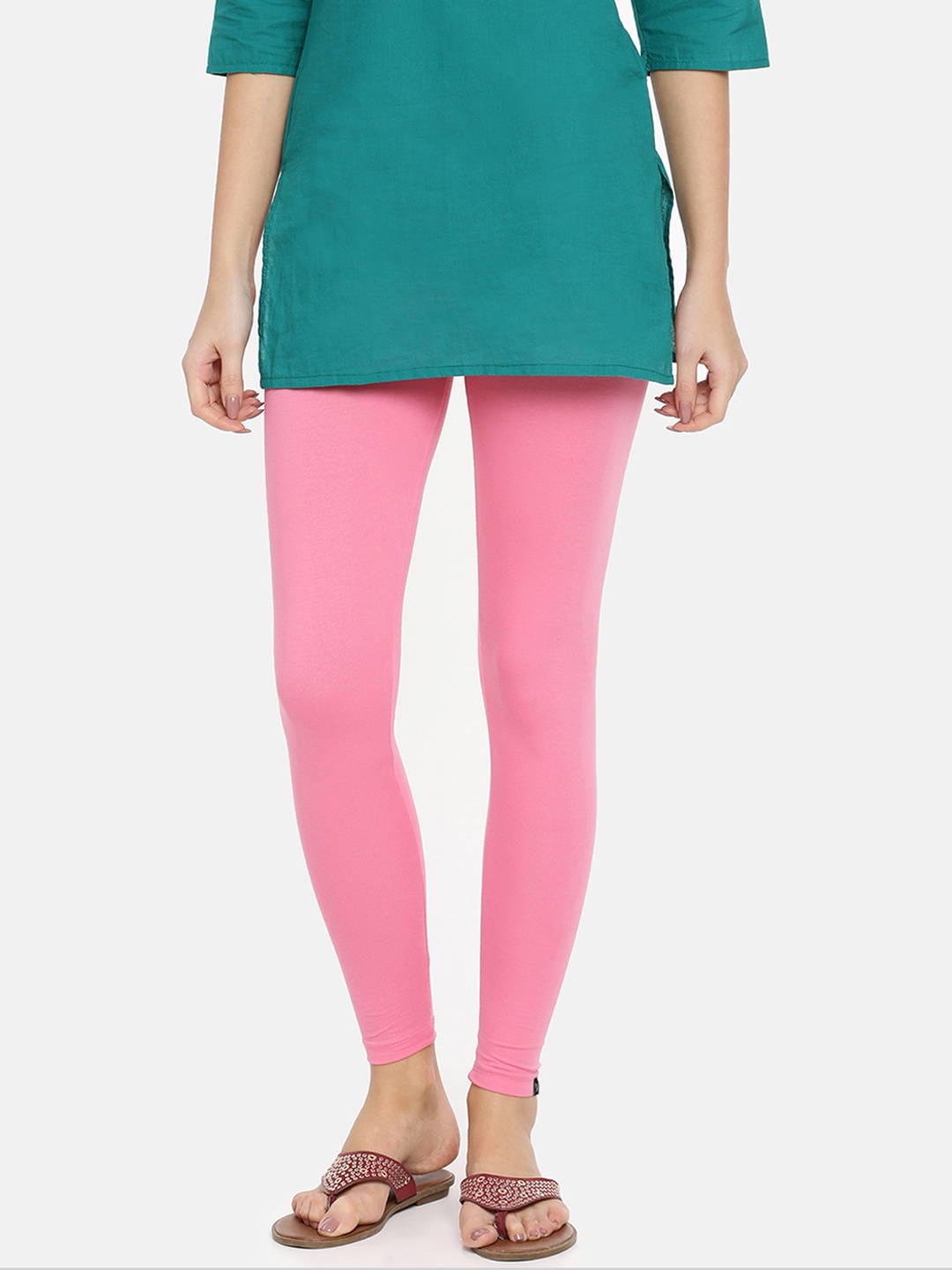 

TWIN BIRDS Women Pink Solid Ankle-Length Leggings