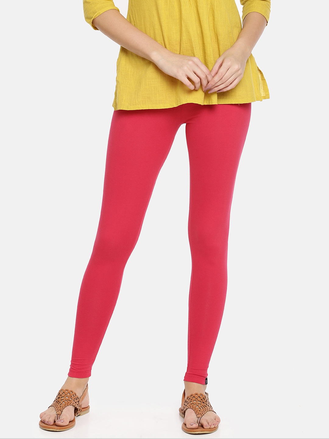 

TWIN BIRDS Women Pink Solid Ankle-Length Leggings
