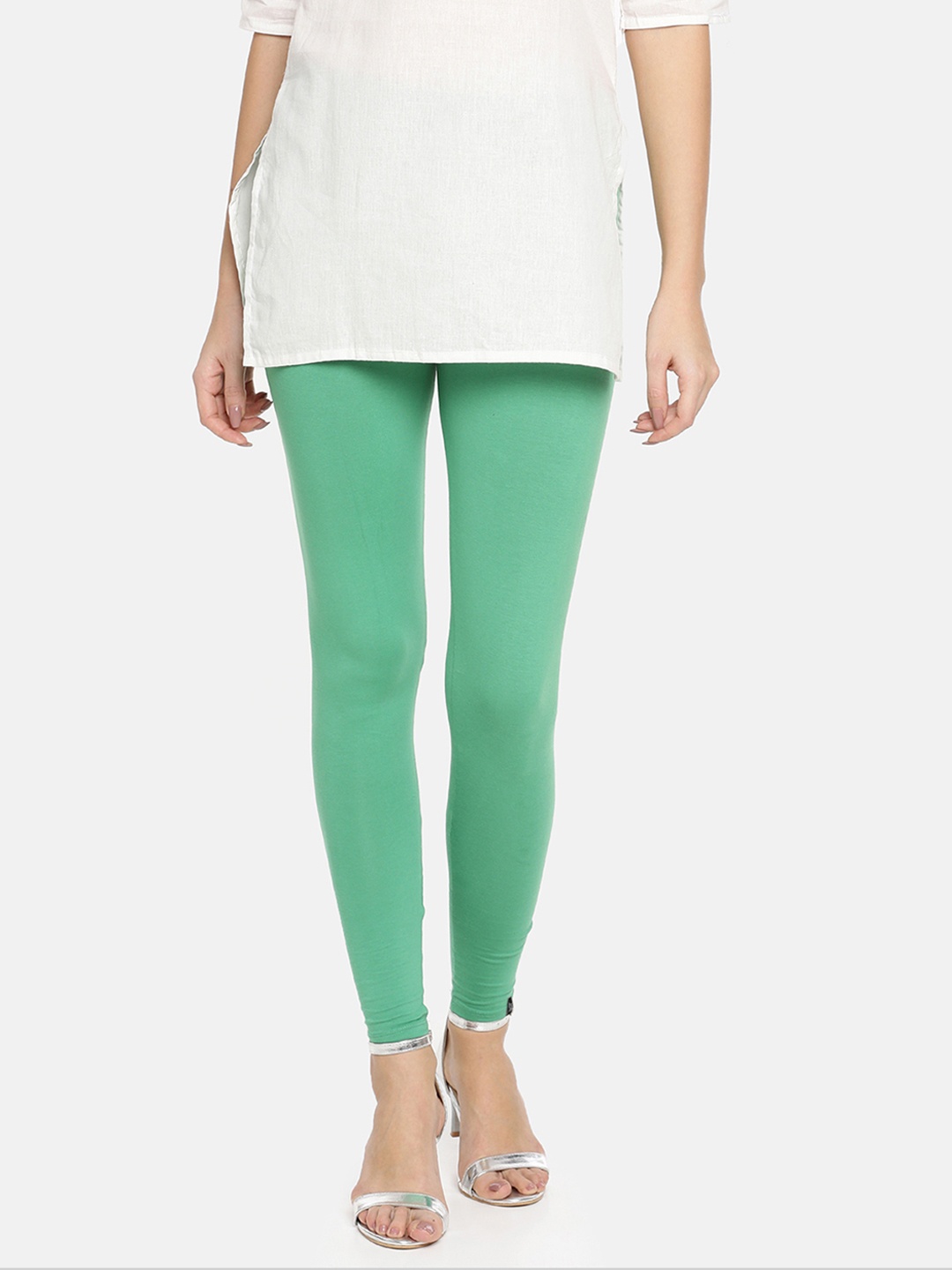 

TWIN BIRDS Women Green Solid Ankle-Length Leggings
