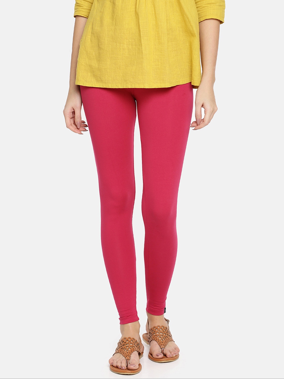 

TWIN BIRDS Women Pink Solid Ankle-Length Leggings