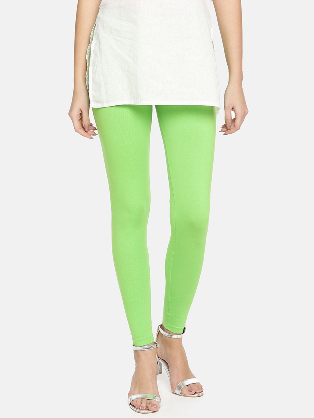 

TWIN BIRDS Women Green Solid Ankle-Length Leggings