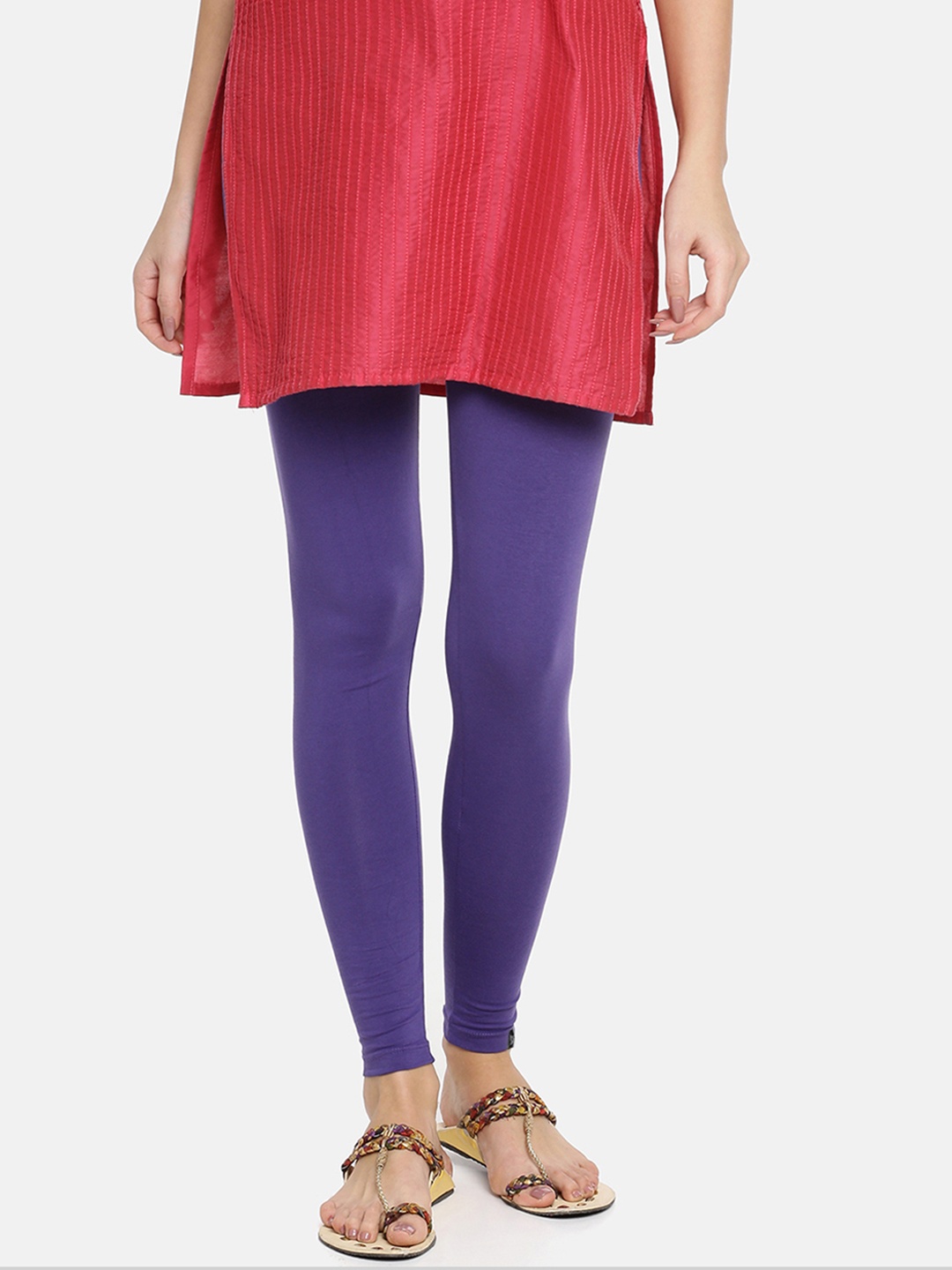 

TWIN BIRDS Women Purple Solid Ankle-Length Leggings