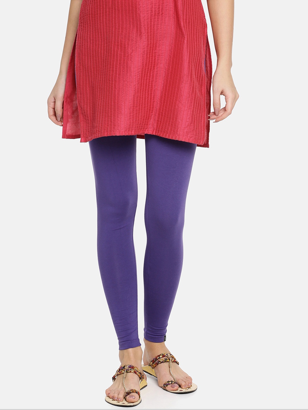 

TWIN BIRDS Women Purple Solid Ankle-Length Leggings