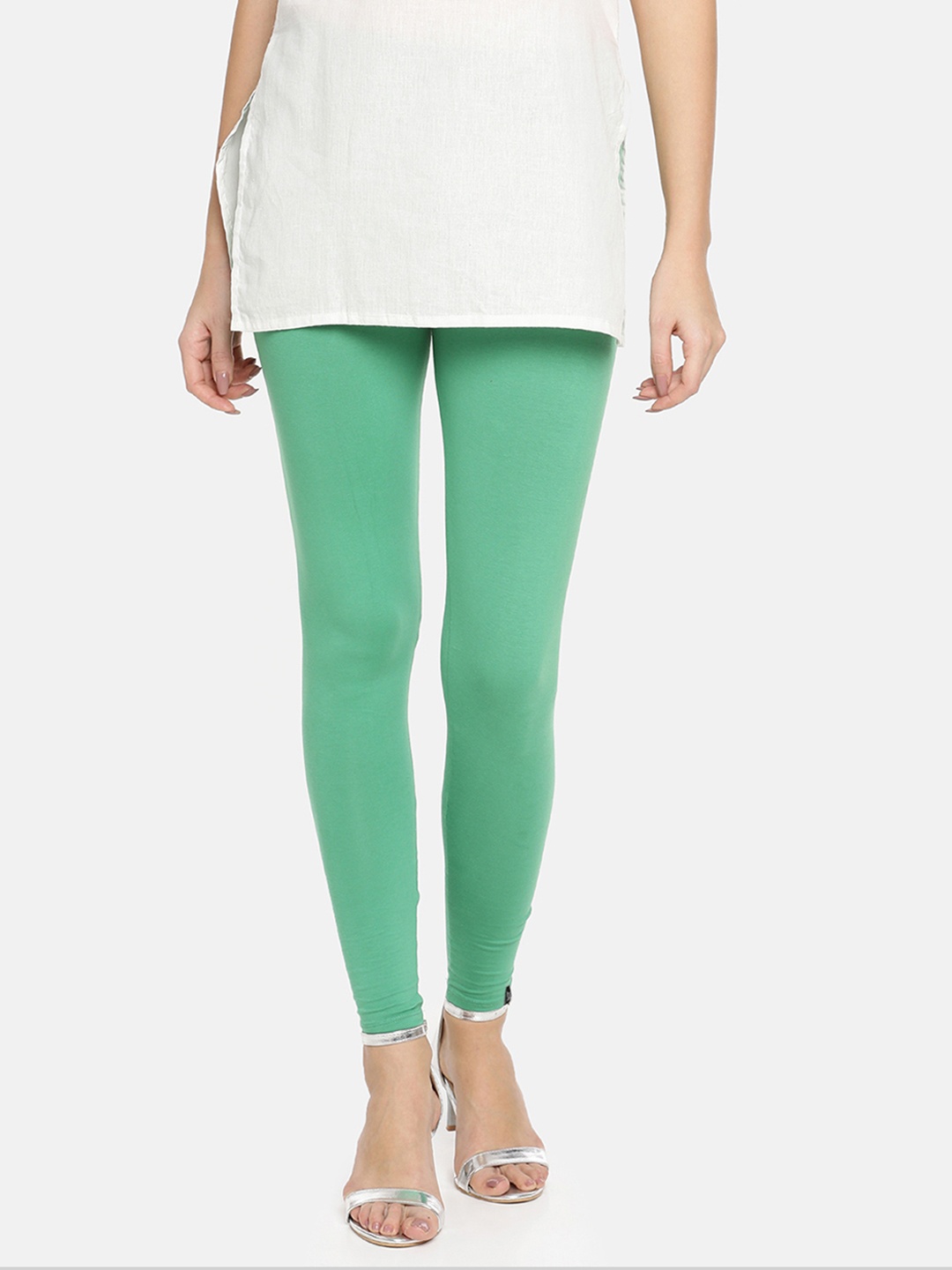 

TWIN BIRDS Women Green Solid Ankle-Length Leggings