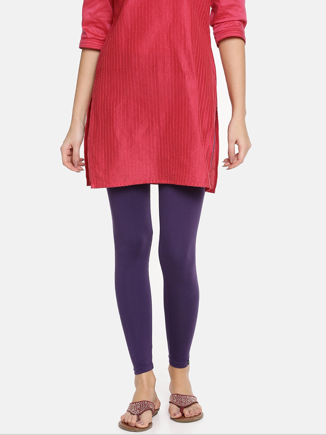 

TWIN BIRDS Women Purple Solid Ankle-Length Leggings