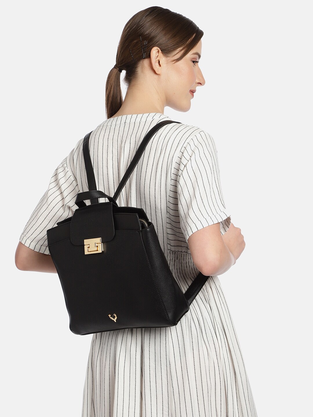 

Allen Solly Women Black Solid Backpack