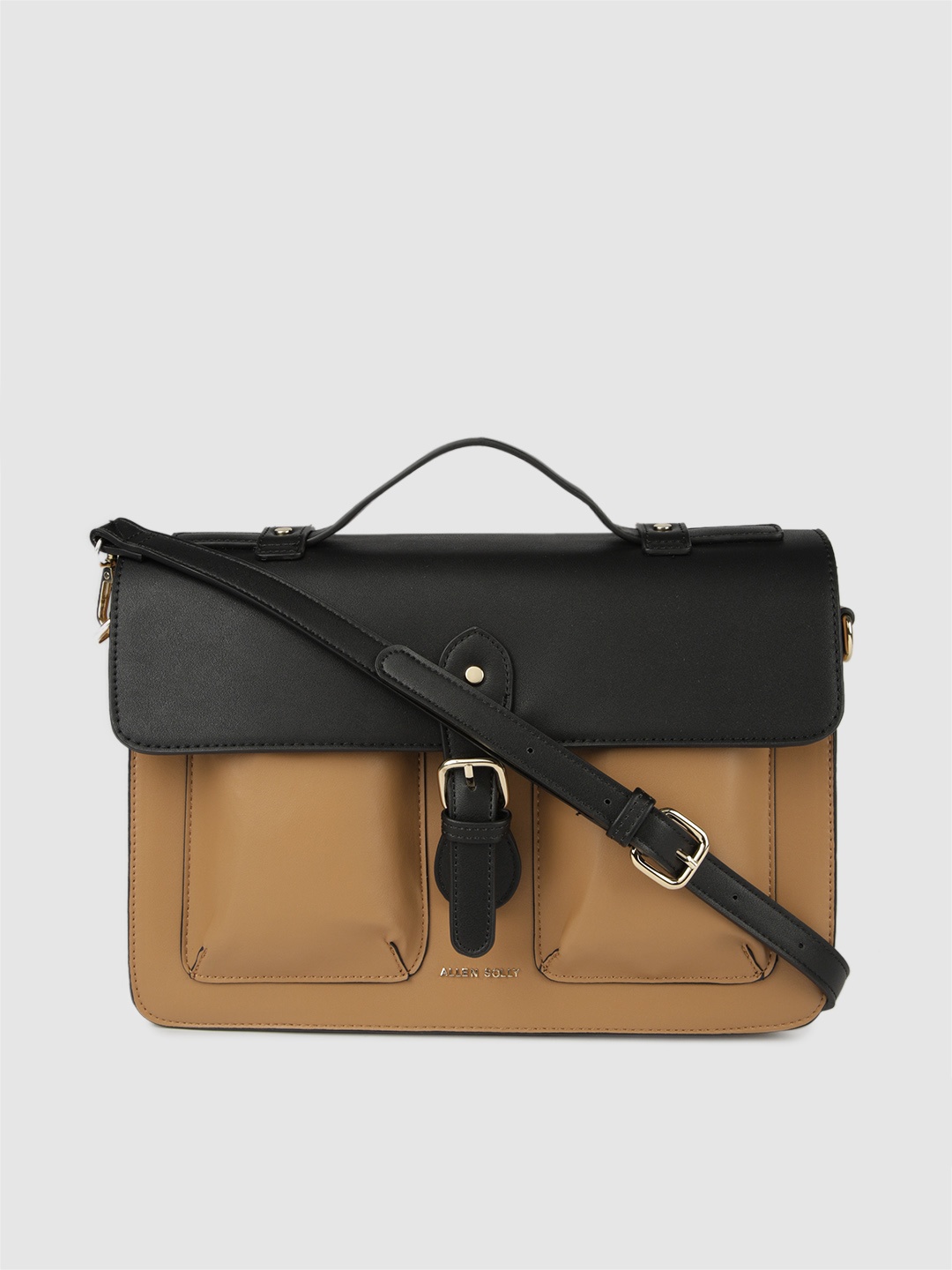 

Allen Solly Tan Brown & Black Colourblocked Satchel