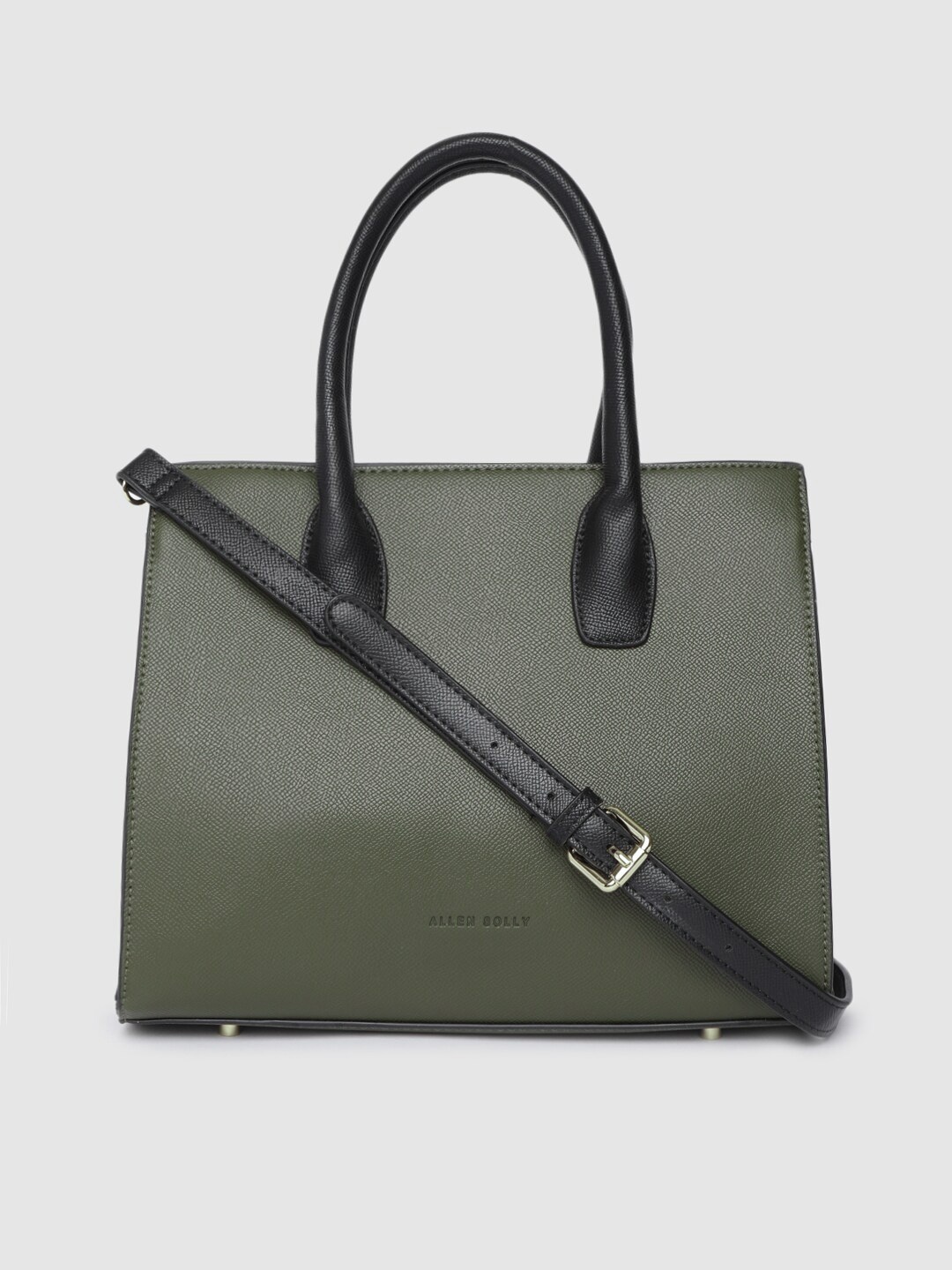 

Allen Solly Olive Green & Black Solid Handheld Bag
