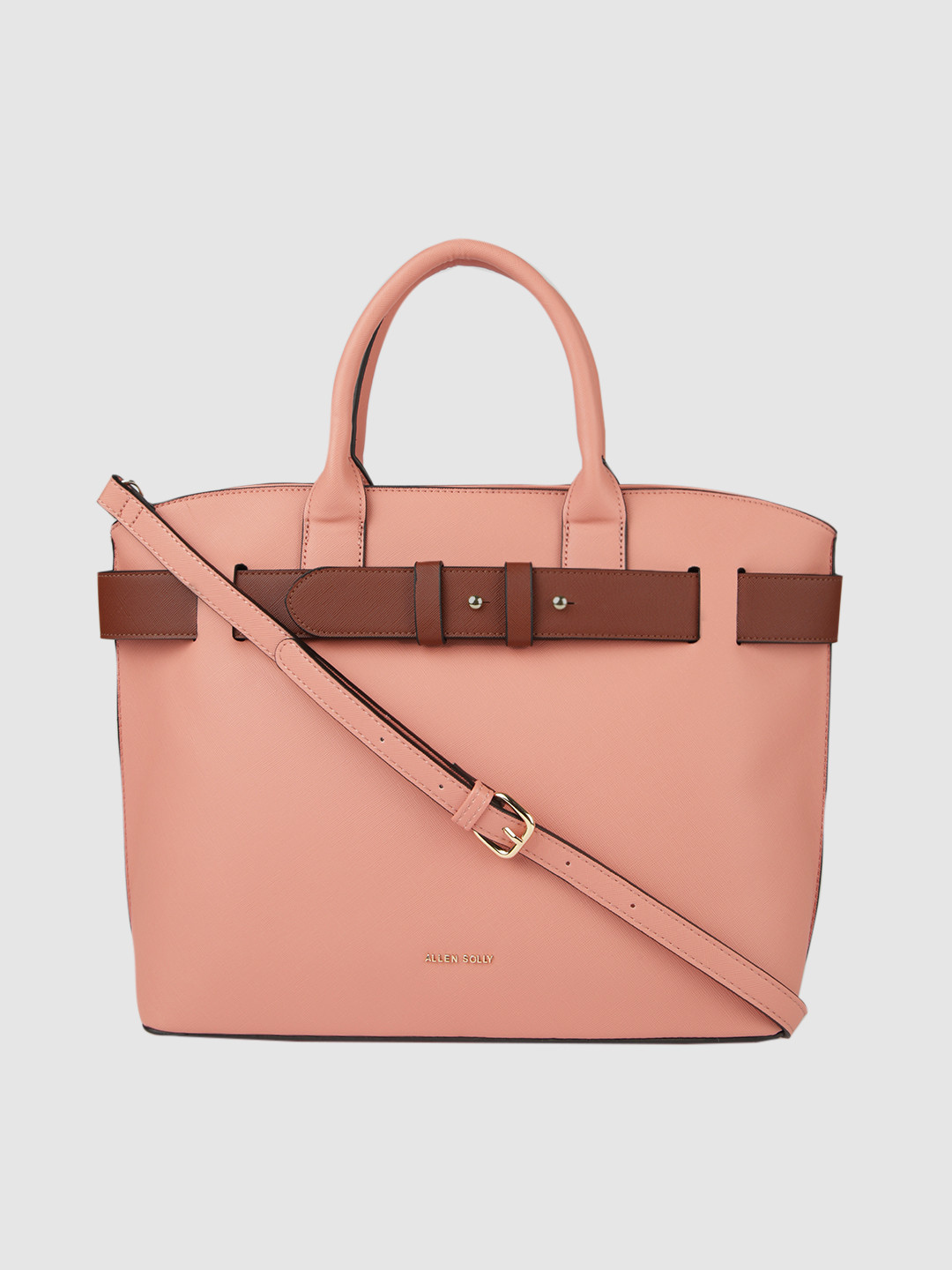 

Allen Solly Peach-Coloured Solid Handheld Bag