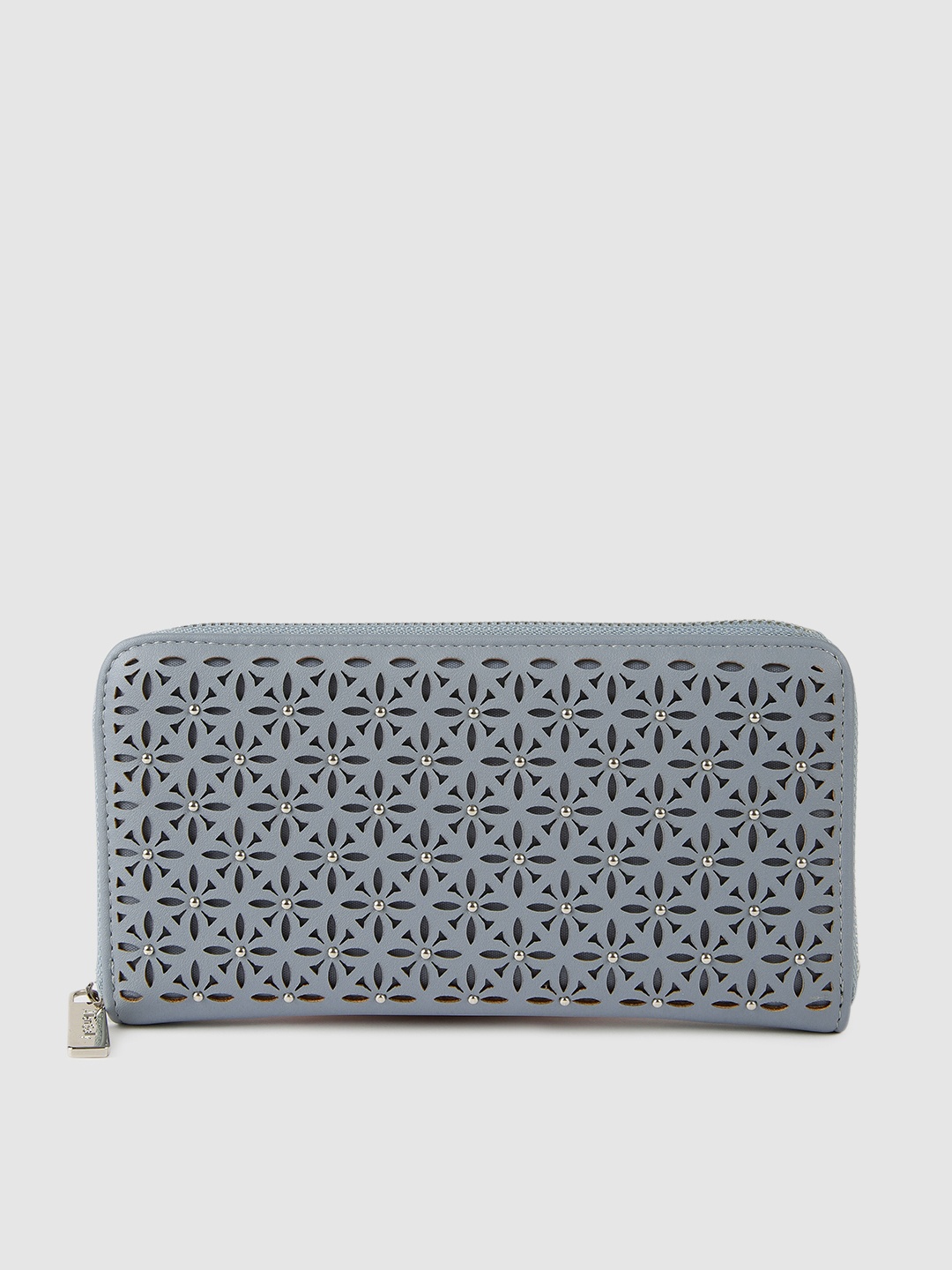 

Allen Solly Women Blue Textured Embellished Zip Around Wallet