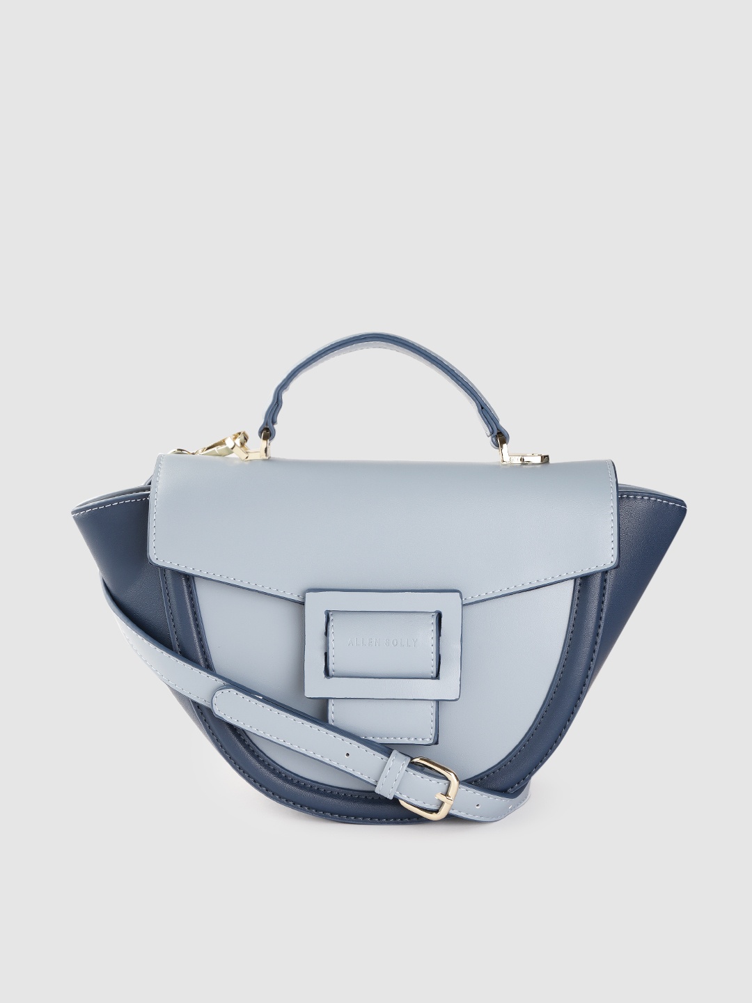 

Allen Solly Blue Colourblocked Satchel Bag with Detachable Sling Strap