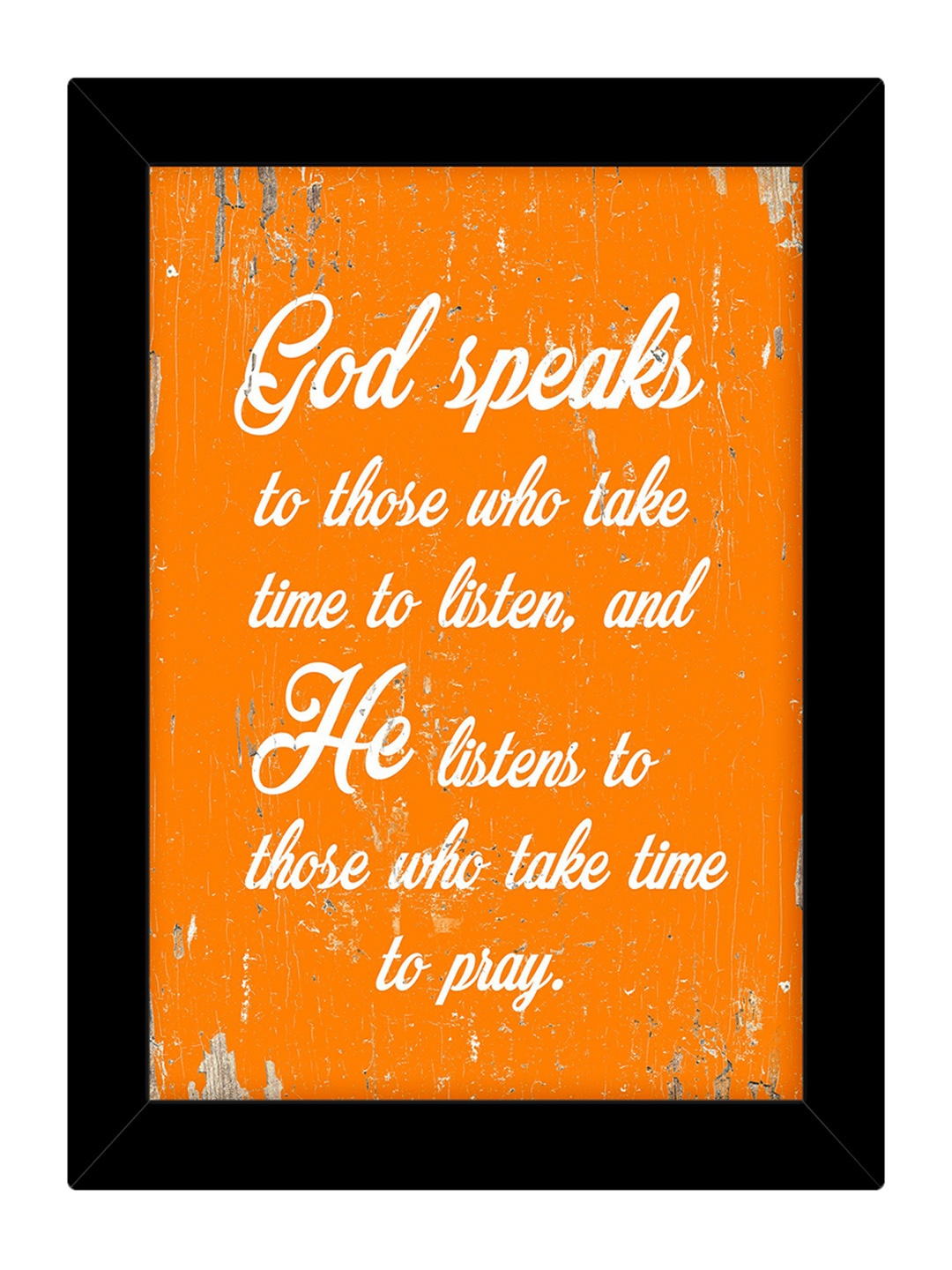 

TIED RIBBONS Black & Orange Printed Inspirational Quotes Framed Wall Art