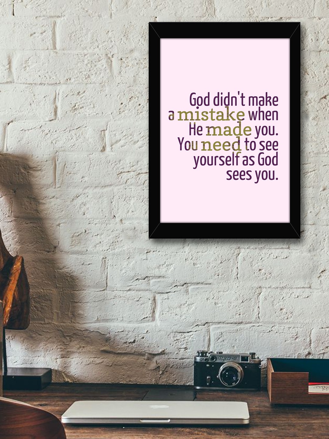 

TIED RIBBONS Black & White Printed Inspirational Quotes Framed Wall Art