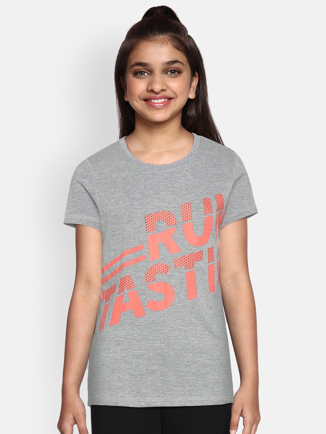 

HRX by Hrithik Roshan Girls Grey Active Bio Wash Tshirt