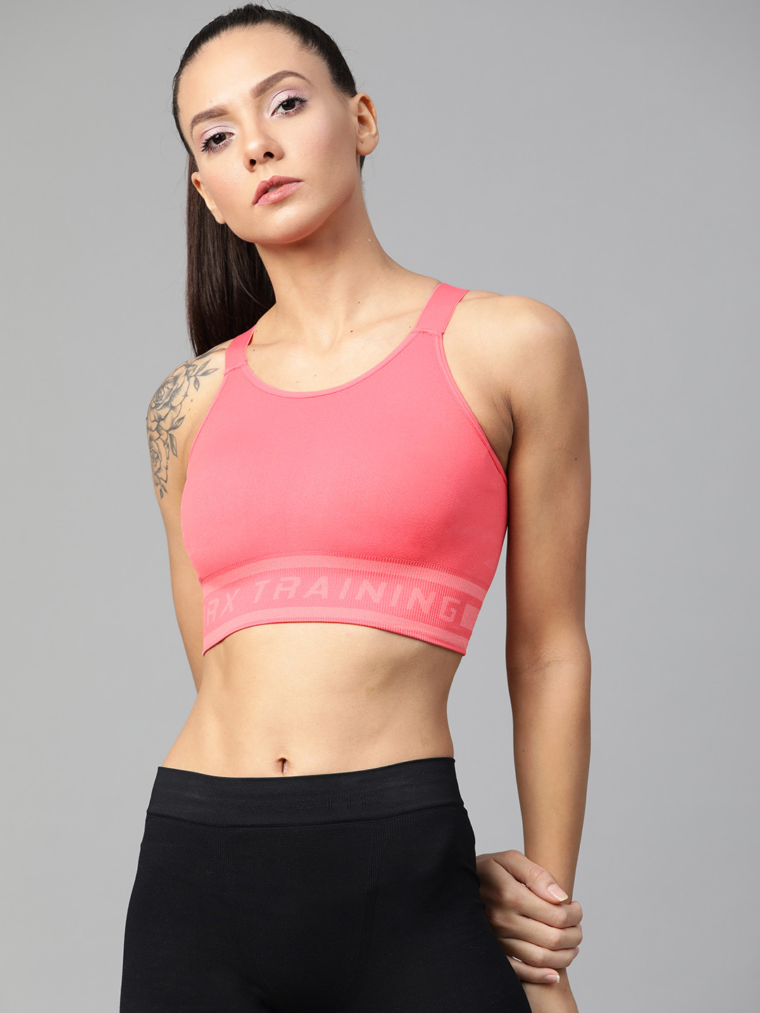 

HRX by Hrithik Roshan Pink Solid Seamless Medium Support Rapid Dry Training Bra WKT-1430-B