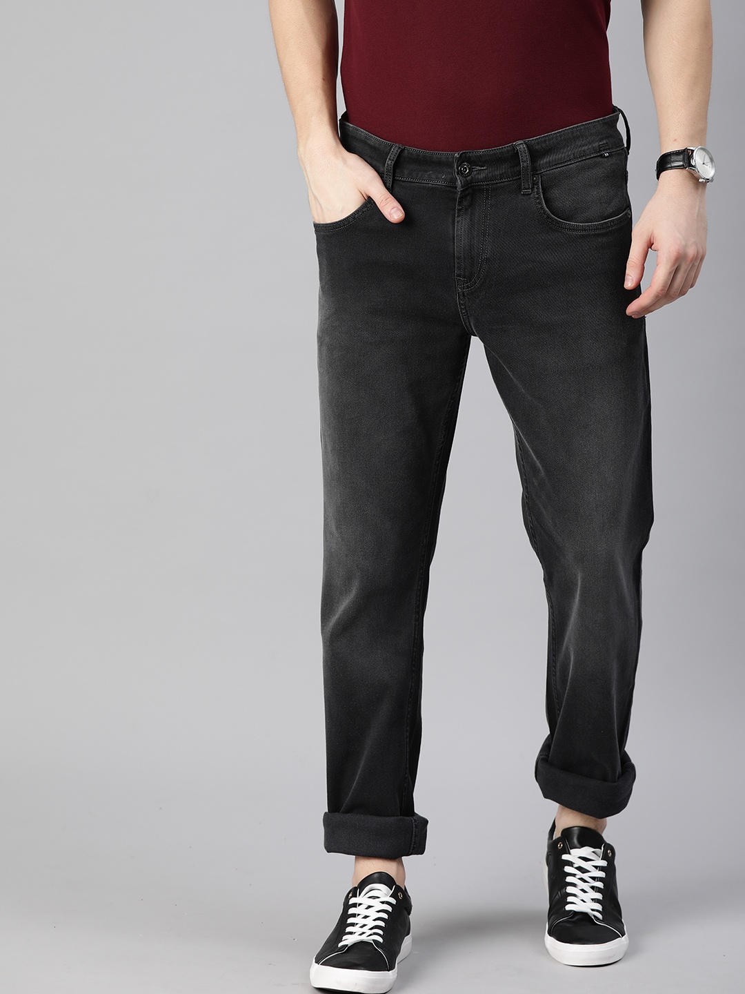 

Nautica Men Charcoal Slim Fit Mid-Rise Clean Look Stretchable Jeans