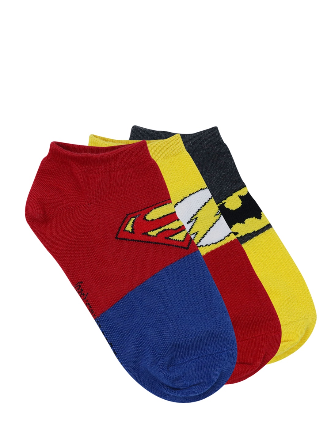 

Justice League Men Pack of 3 Assorted DC Heroes Patterned Ankle-Length Socks
