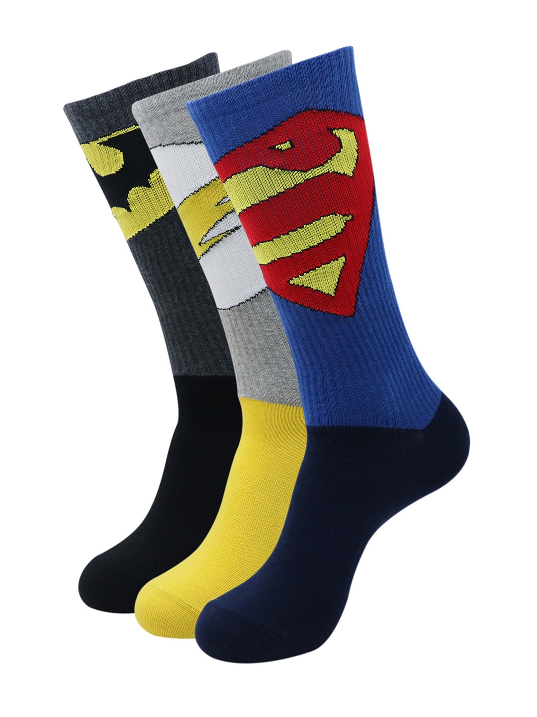 

Justice League Men Pack of 3 Assorted DC Heroes Patterned Calf-Length Socks