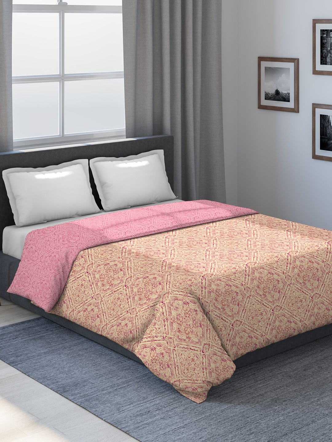 

DDecor Yellow & Pink Ethnic Motifs Mild Winter 150 GSM Double Bed Comforter