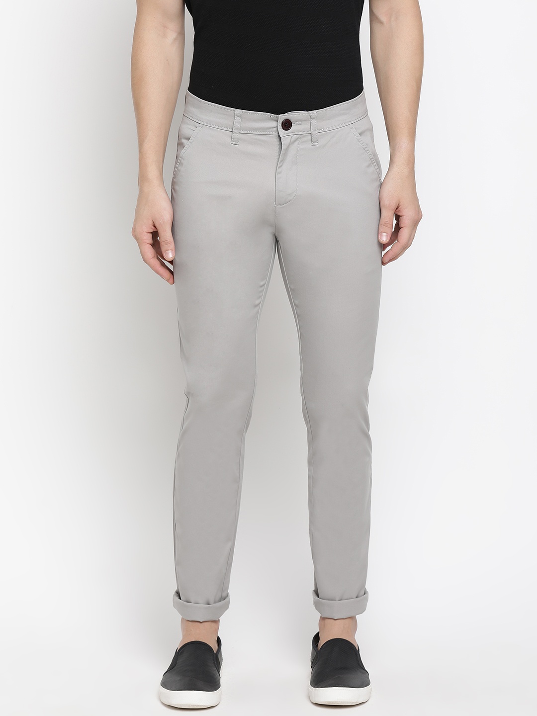 

Pepe Jeans Men Grey Regular Fit Solid Bootcut Trousers
