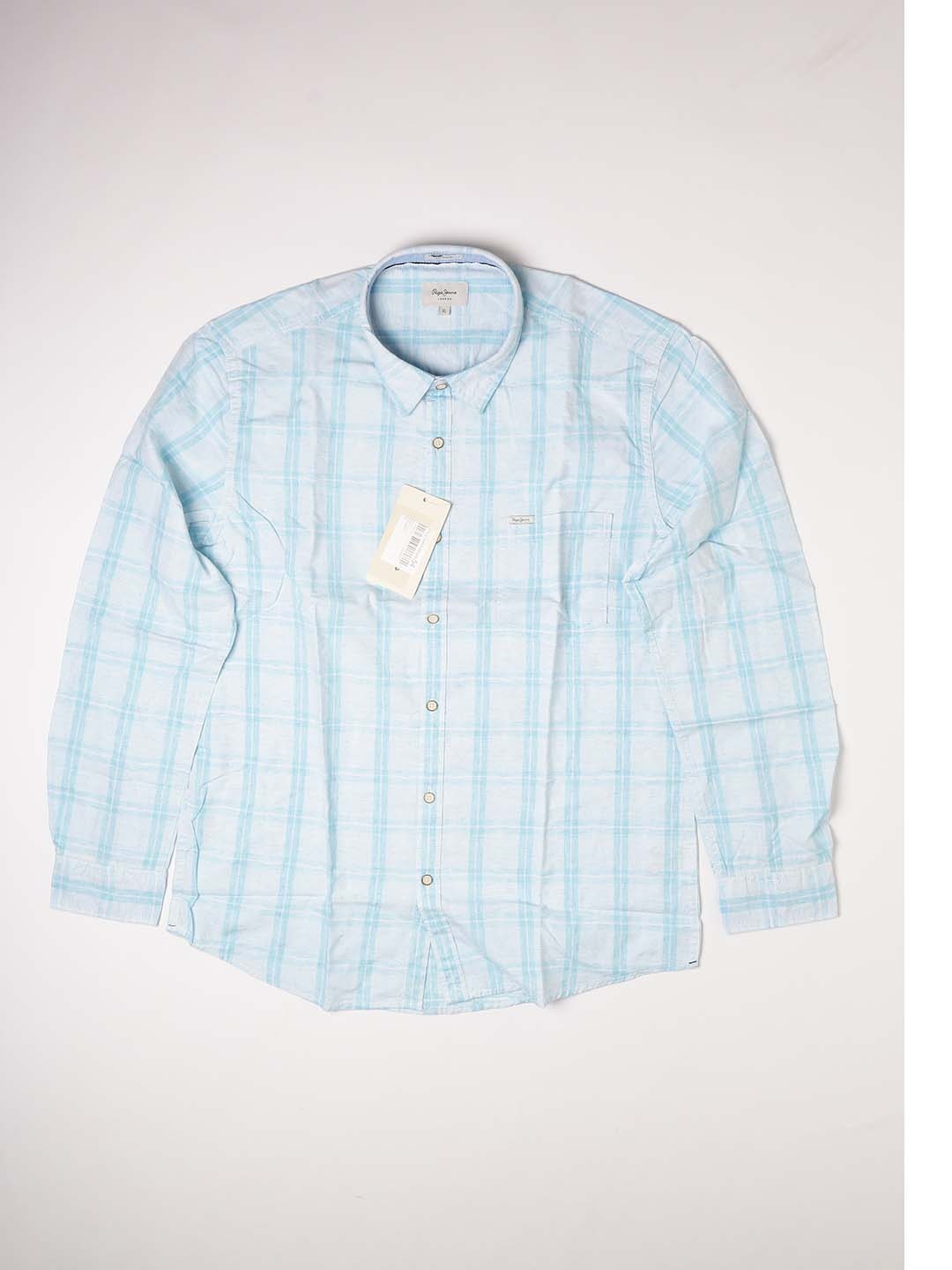 

Pepe Jeans Men Blue & White Regular Fit Checked Casual Shirt