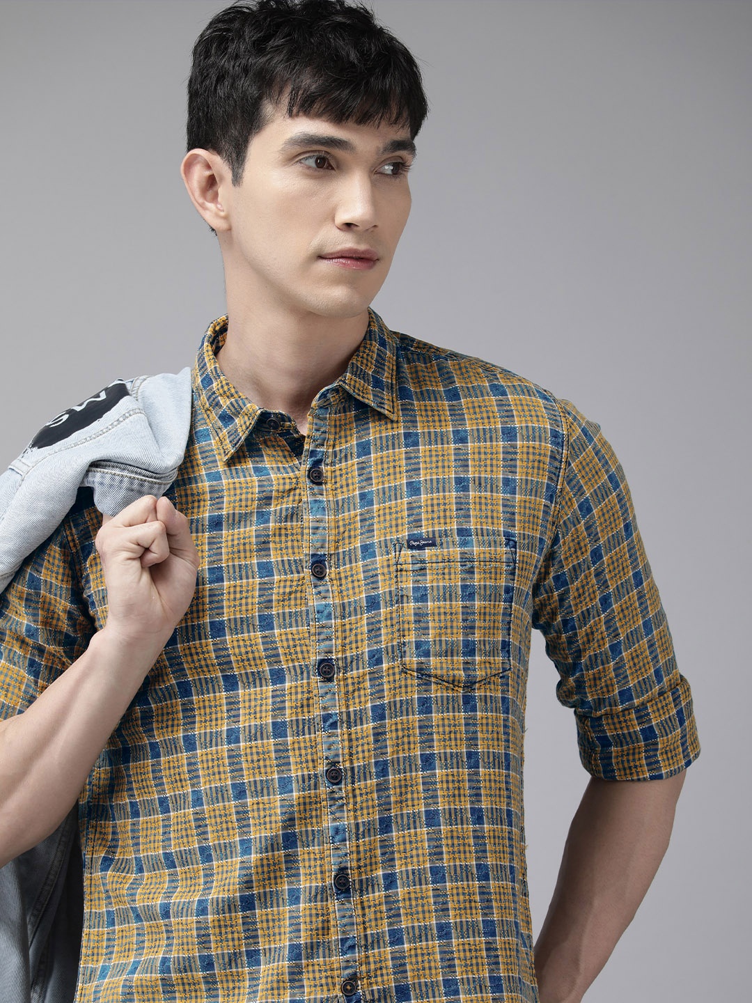 

Pepe Jeans Men Yellow Checked Casual Shirt