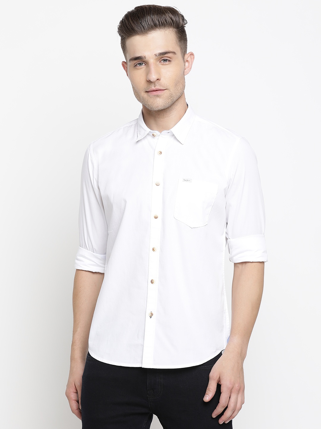 

Pepe Jeans Men White Regular Fit Solid Casual Shirt