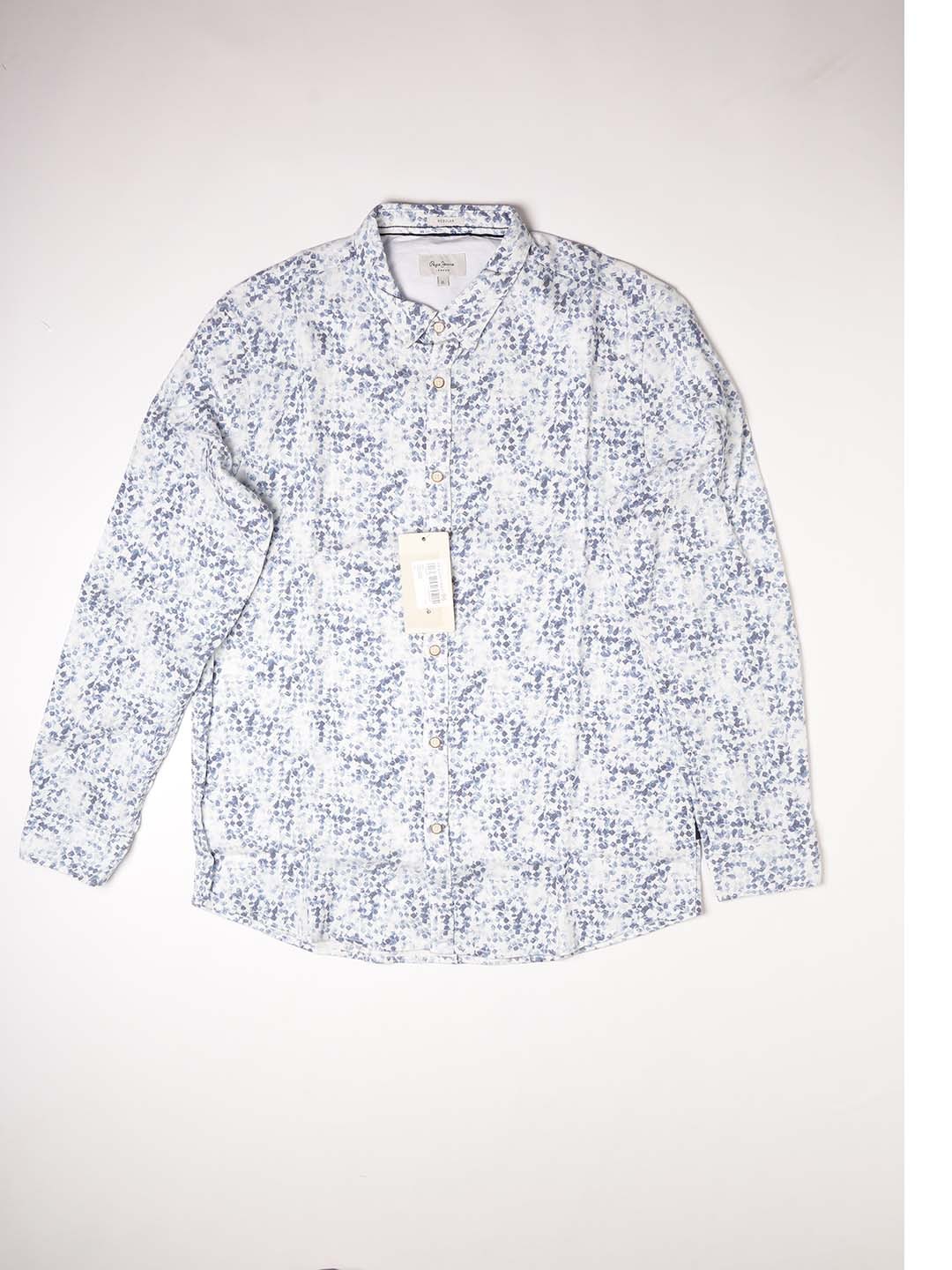 

Pepe Jeans Men White & Blue Printed Casual Shirt