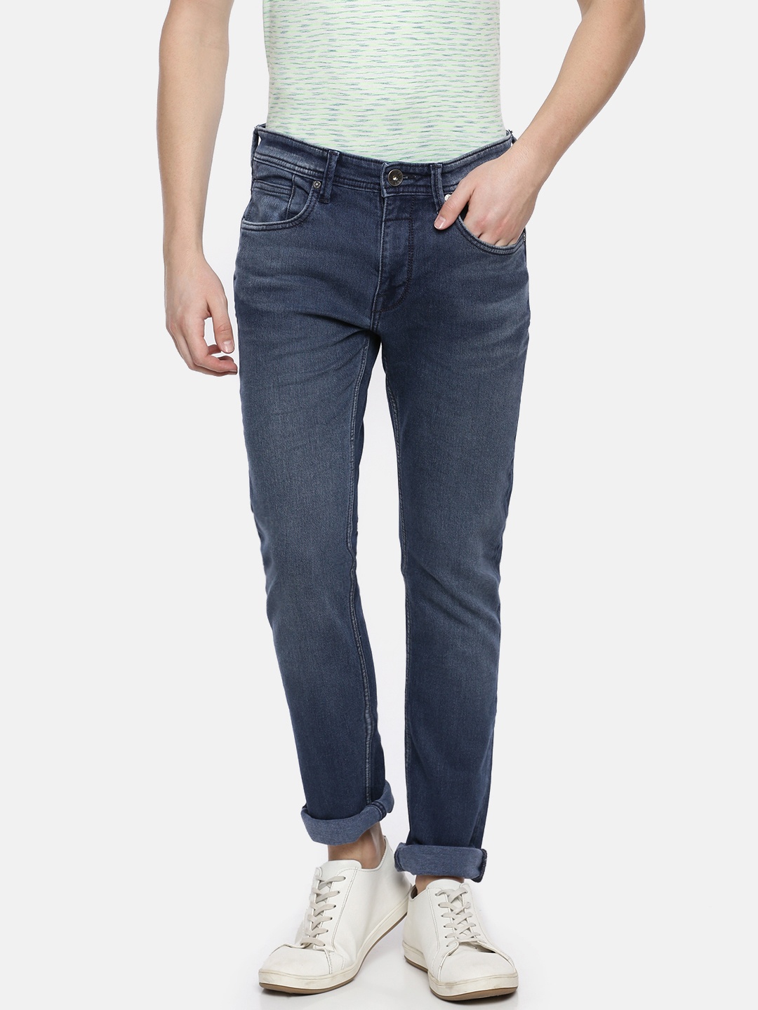 

Pepe Jeans Men Blue Lenard Vapour Fit Mid-Rise Clean Look Stretchable Jeans