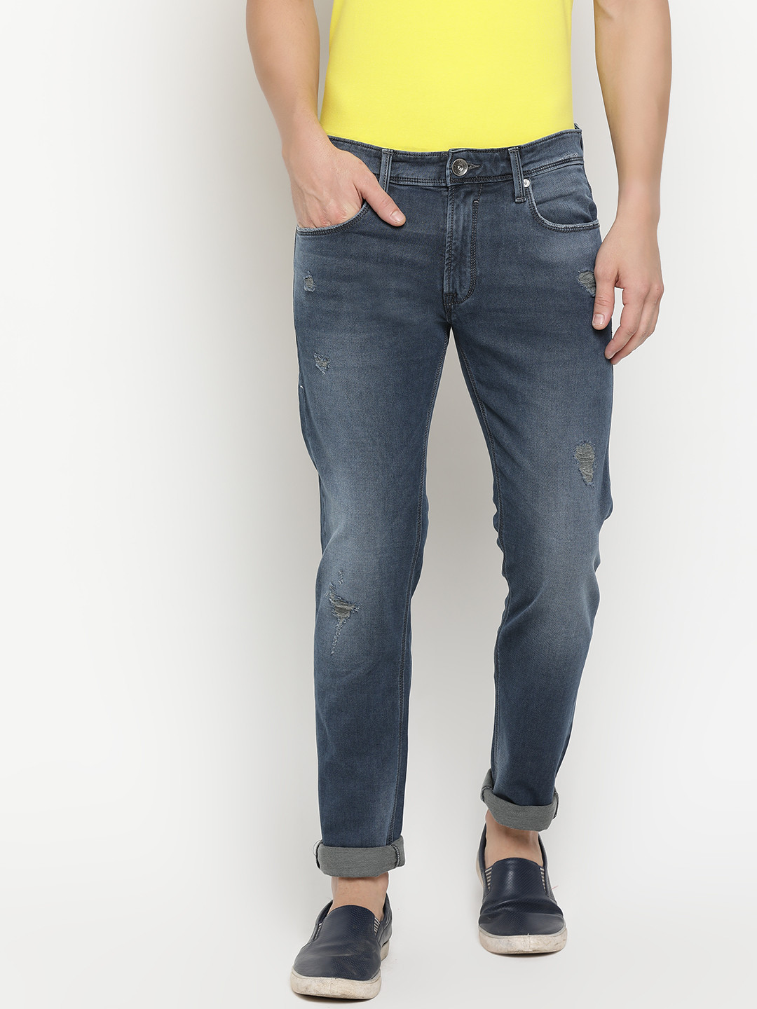 

Pepe Jeans Men Blue Slim Fit Low-Rise Low Distress Stretchable Jeans
