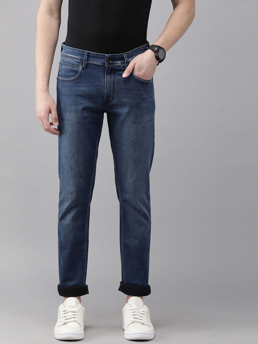 

Pepe Jeans Men Blue Artur Vapour Slim Fit Mid-Rise Clean Look Stretchable Jeans