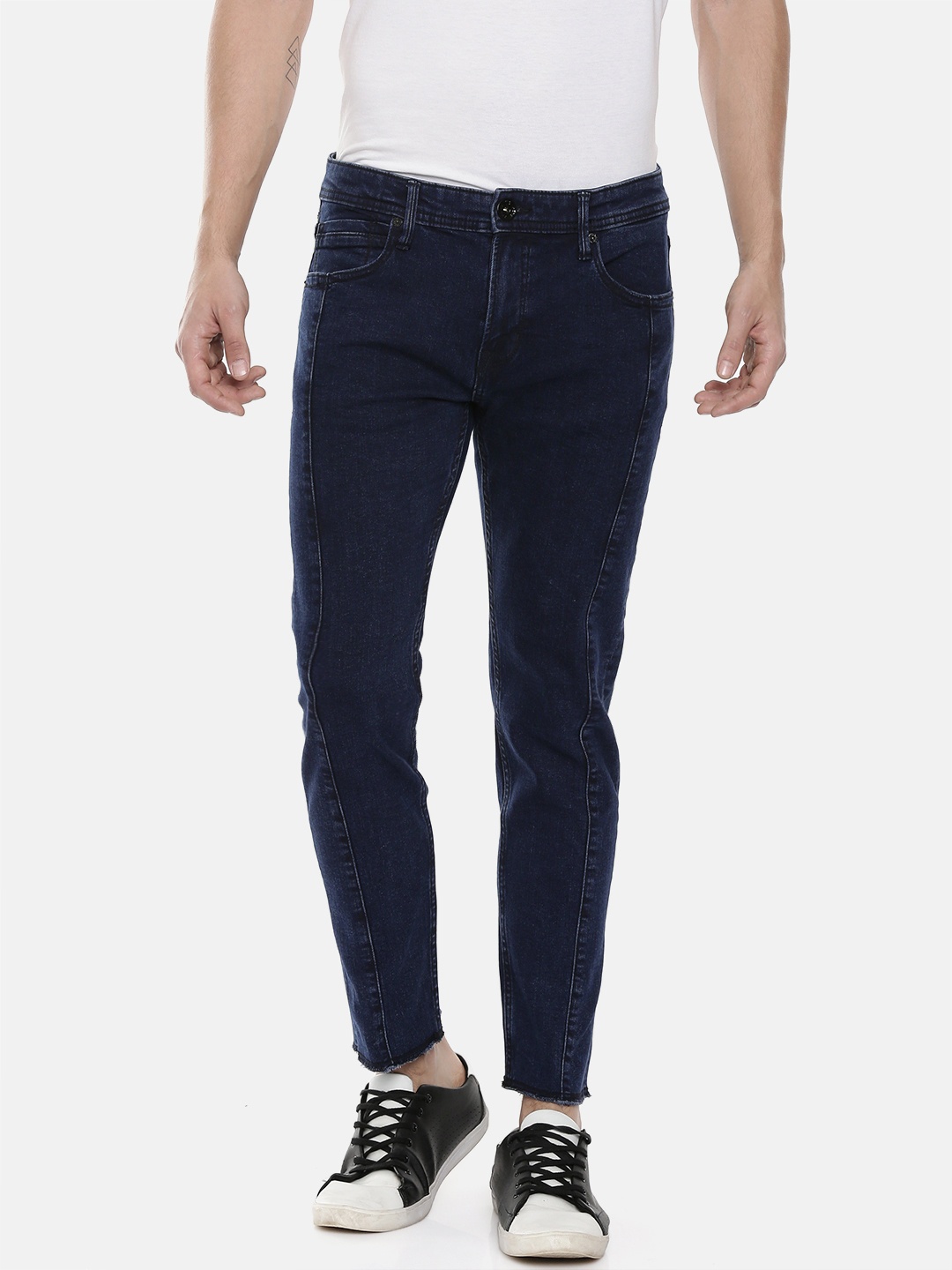 

Pepe Jeans Men Blue Hutch Tapered Vapour Ankle Slim Fit Low-Rise Clean Look Jeans