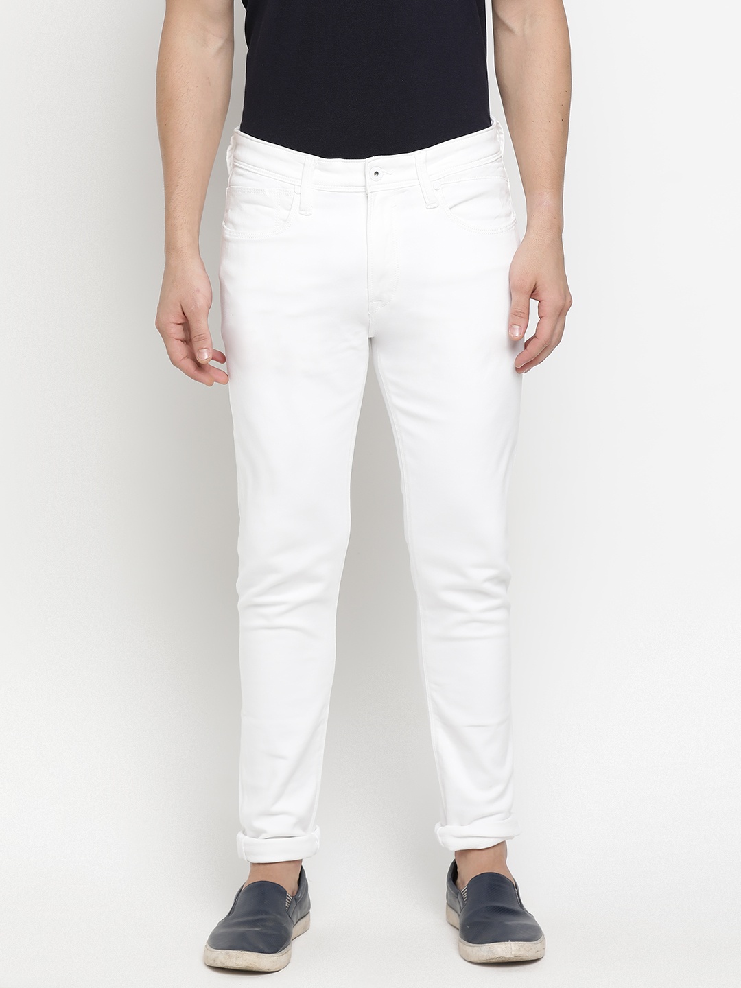 

Pepe Jeans Men White Super Skinny Fit Mid-Rise Clean Look Jeans